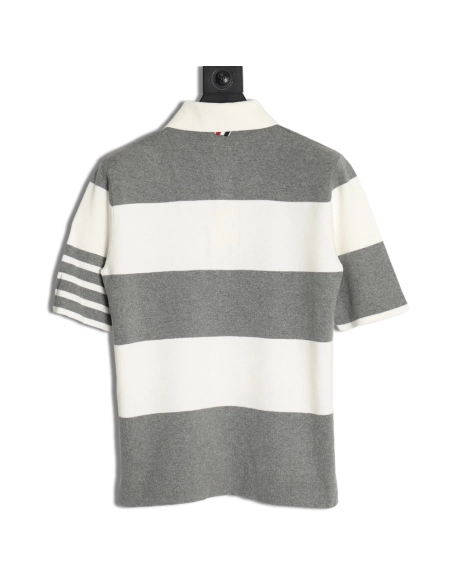Thom Browne Striped Knit Polo Short Sleeve T-Shirt,Thom Browne
