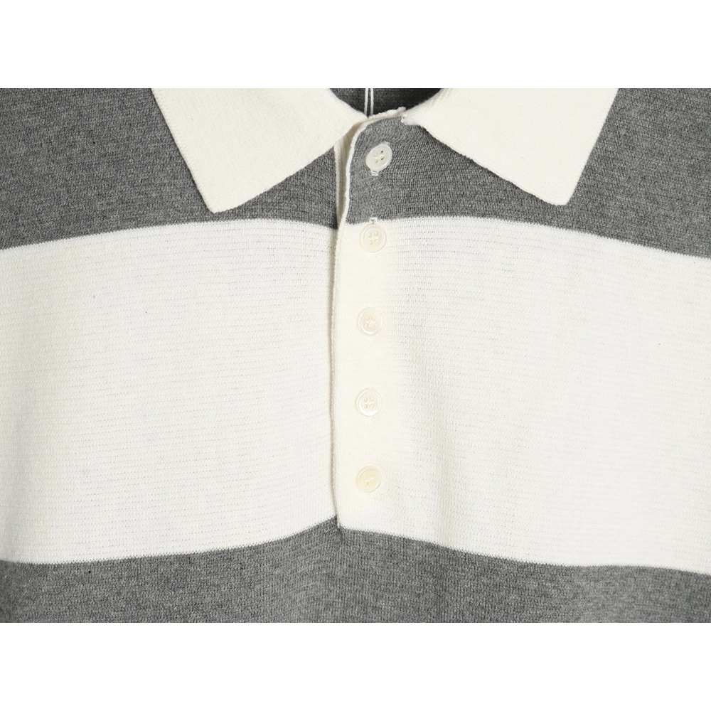 Thom Browne Striped Knit Polo Short Sleeve T-Shirt,Thom Browne