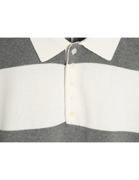 Thom Browne Striped Knit Polo Short Sleeve T-Shirt,Thom Browne
