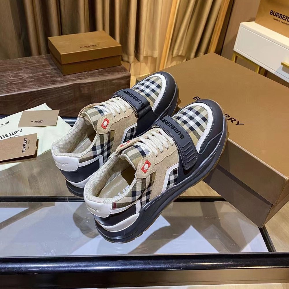 Burberry Ramsey Vintage Check Suede Leather Sneakers,BURBERRY SNEAKERS