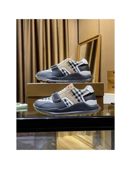 Burberry Ramsey Vintage Check Suede Leather Sneakers,BURBERRY SNEAKERS