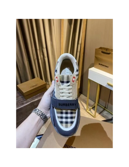 Burberry Ramsey Vintage Check Suede Leather Sneakers,BURBERRY SNEAKERS
