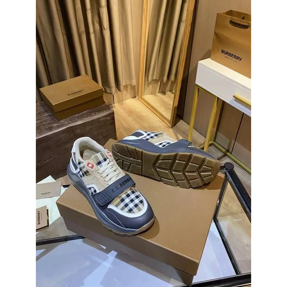 Burberry Ramsey Vintage Check Suede Leather Sneakers,BURBERRY SNEAKERS