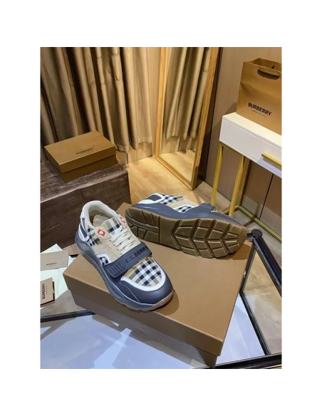 Burberry Ramsey Vintage Check Suede Leather Sneakers,BURBERRY SNEAKERS
