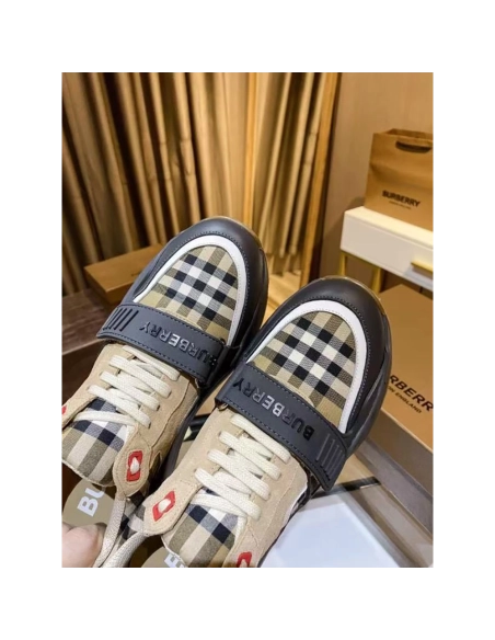 Burberry Ramsey Vintage Check Suede Leather Sneakers,BURBERRY SNEAKERS