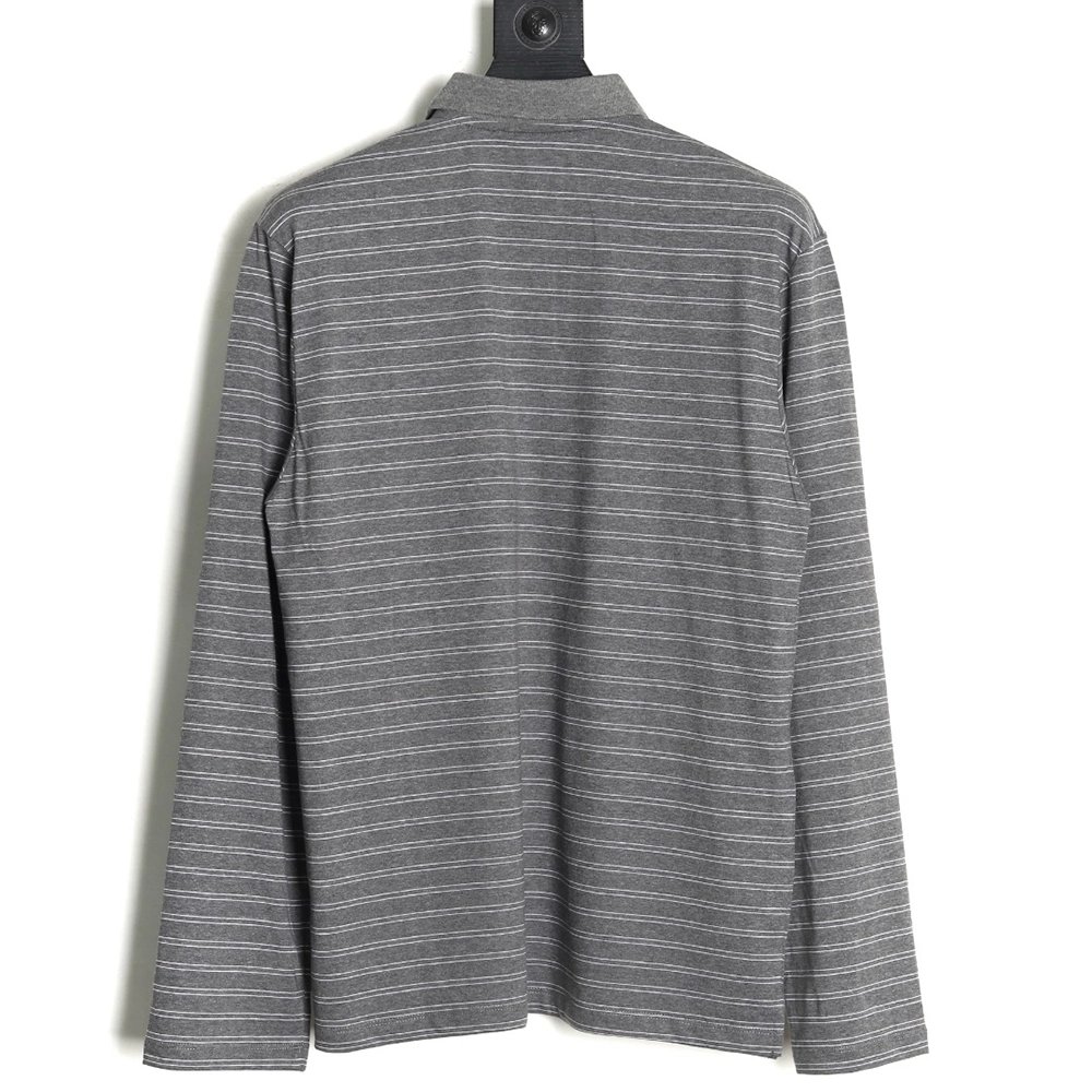 Miu Miu Grey Stripe Logo Long Sleeve Polo Shirt,Miu Miu