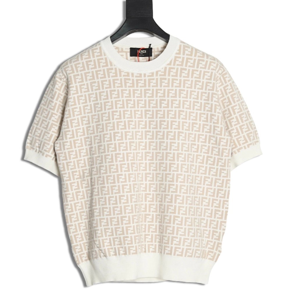 Fendi all over FF jacquard knitted short sleeve T-shirt,Fendi