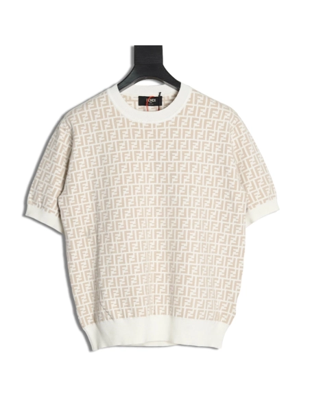 Fendi all over FF jacquard knitted short sleeve T-shirt,Fendi