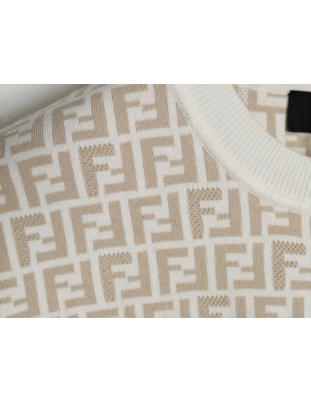 Fendi all over FF jacquard knitted short sleeve T-shirt,Fendi