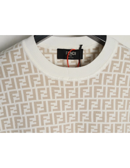 Fendi all over FF jacquard knitted short sleeve T-shirt,Fendi