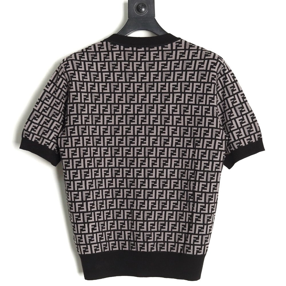 Fendi all over FF jacquard knitted short sleeve T-shirt TSK1,Fendi