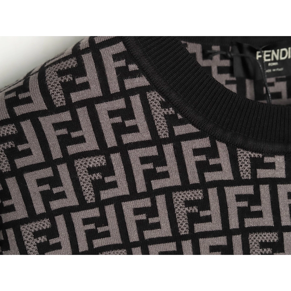 Fendi all over FF jacquard knitted short sleeve T-shirt TSK1,Fendi