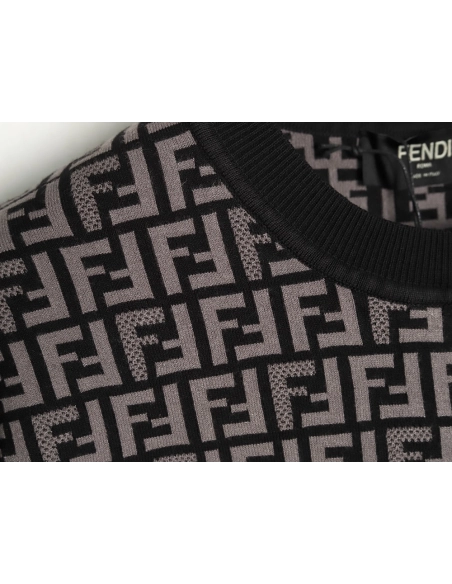 Fendi all over FF jacquard knitted short sleeve T-shirt TSK1,Fendi