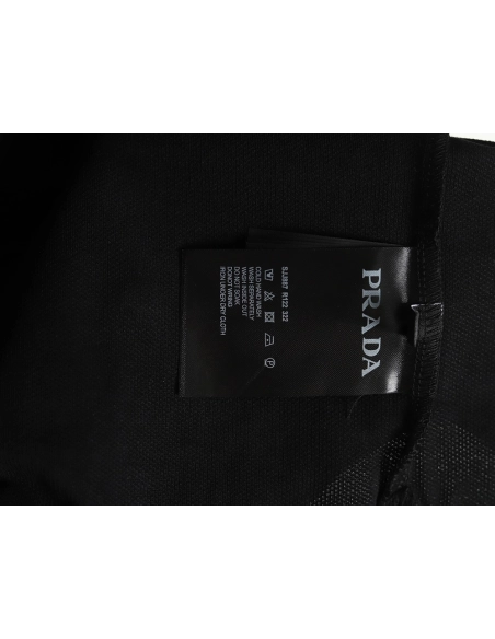 Prada Red Stripe Triangle Half Zip Short Sleeve POLO Shirt,Prada