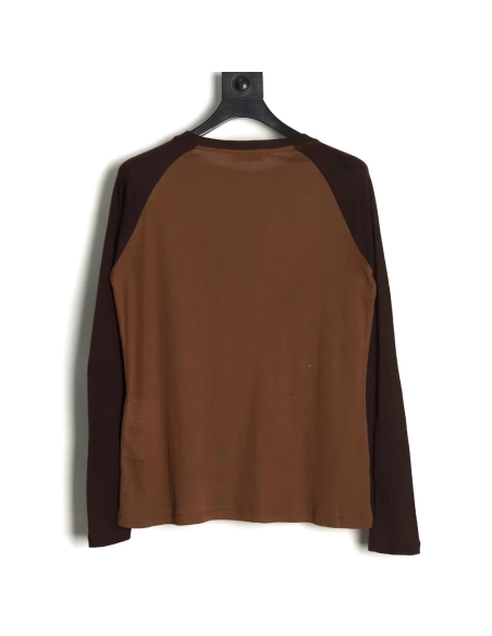 Miu Miu raglan sleeve contrast patchwork long sleeve T-shirt,Miu Miu