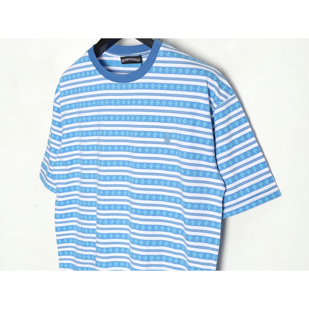 Chrome Hearts Striped Cross Short Sleeve T-Shirt,Chrome Hearts