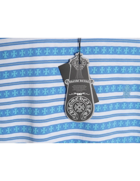 Chrome Hearts Striped Cross Short Sleeve T-Shirt,Chrome Hearts