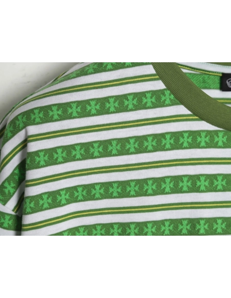 Chrome Hearts Striped Cross Short Sleeve T-Shirt TSK1,Chrome Hearts