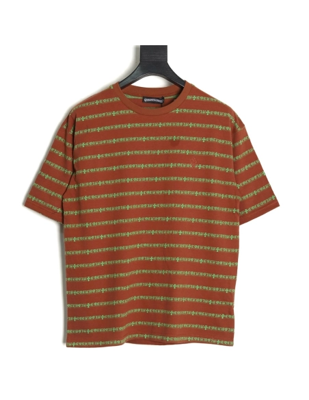 Chrome Hearts Striped Cross Short Sleeve T-Shirt TSK2,Chrome Hearts