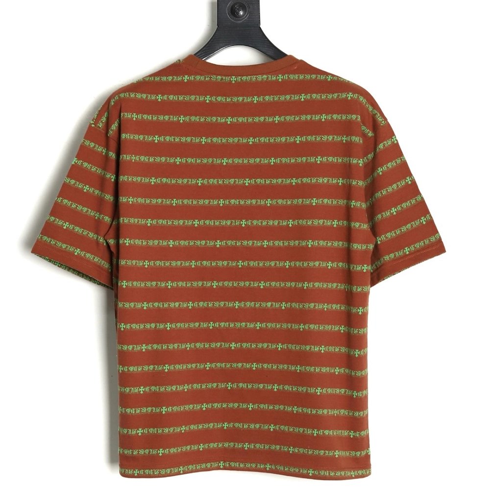 Chrome Hearts Striped Cross Short Sleeve T-Shirt TSK2,Chrome Hearts
