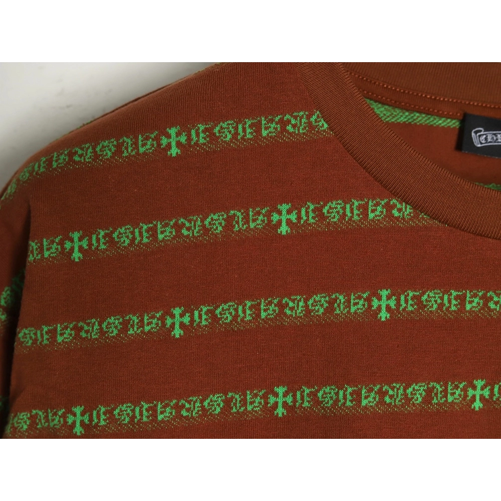 Chrome Hearts Striped Cross Short Sleeve T-Shirt TSK2,Chrome Hearts