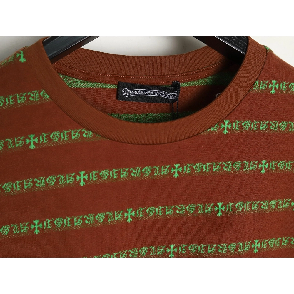 Chrome Hearts Striped Cross Short Sleeve T-Shirt TSK2,Chrome Hearts