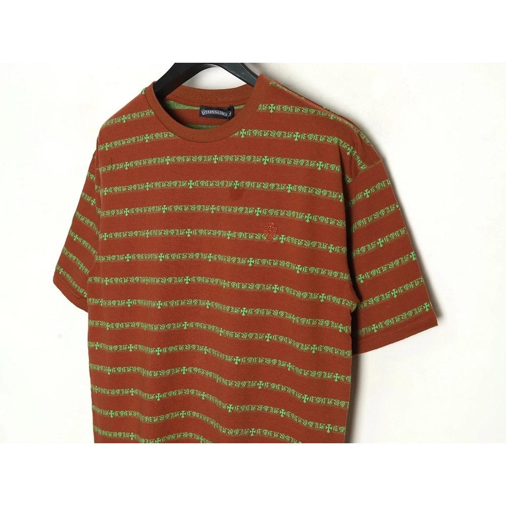 Chrome Hearts Striped Cross Short Sleeve T-Shirt TSK2,Chrome Hearts