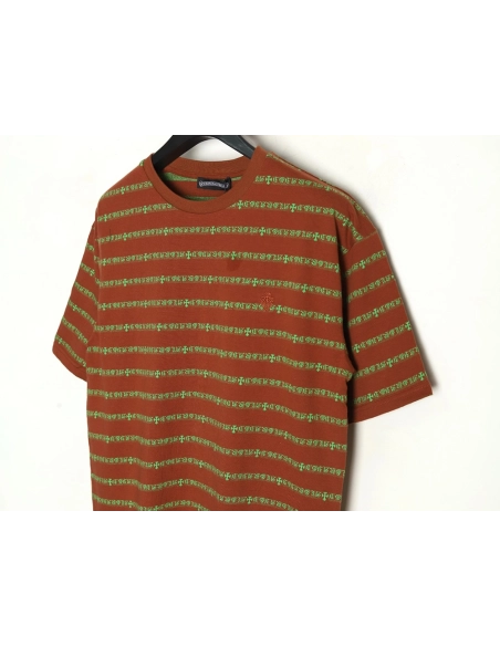 Chrome Hearts Striped Cross Short Sleeve T-Shirt TSK2,Chrome Hearts