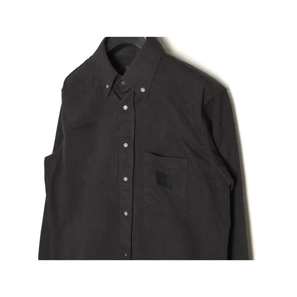 Fendi leather label patch long sleeve shirt,Fendi