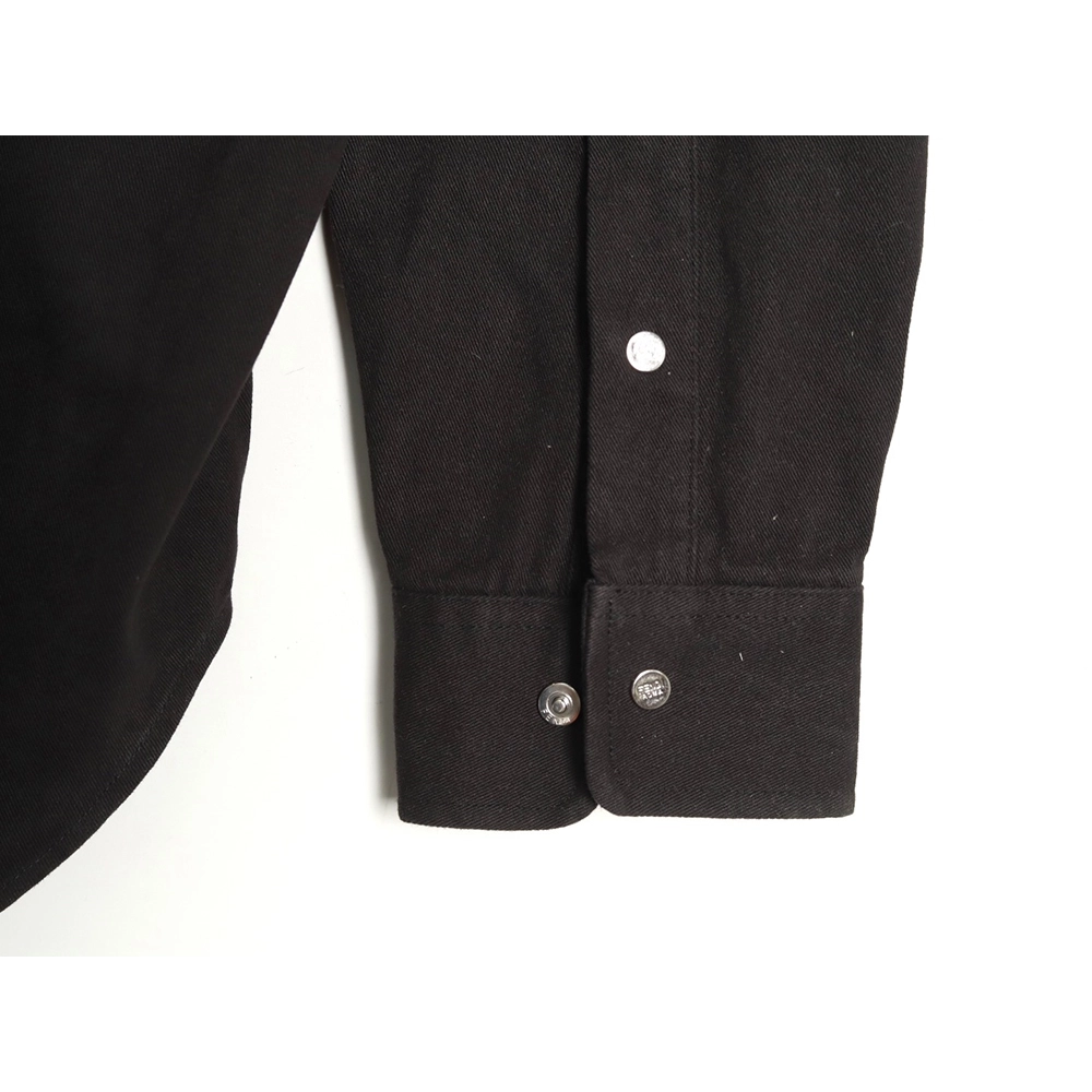 Fendi leather label patch long sleeve shirt,Fendi