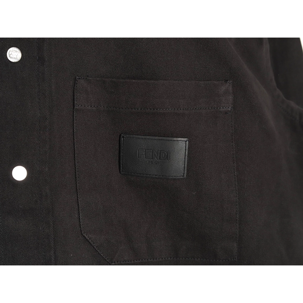 Fendi leather label patch long sleeve shirt,Fendi
