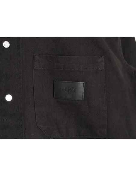 Fendi leather label patch long sleeve shirt,Fendi