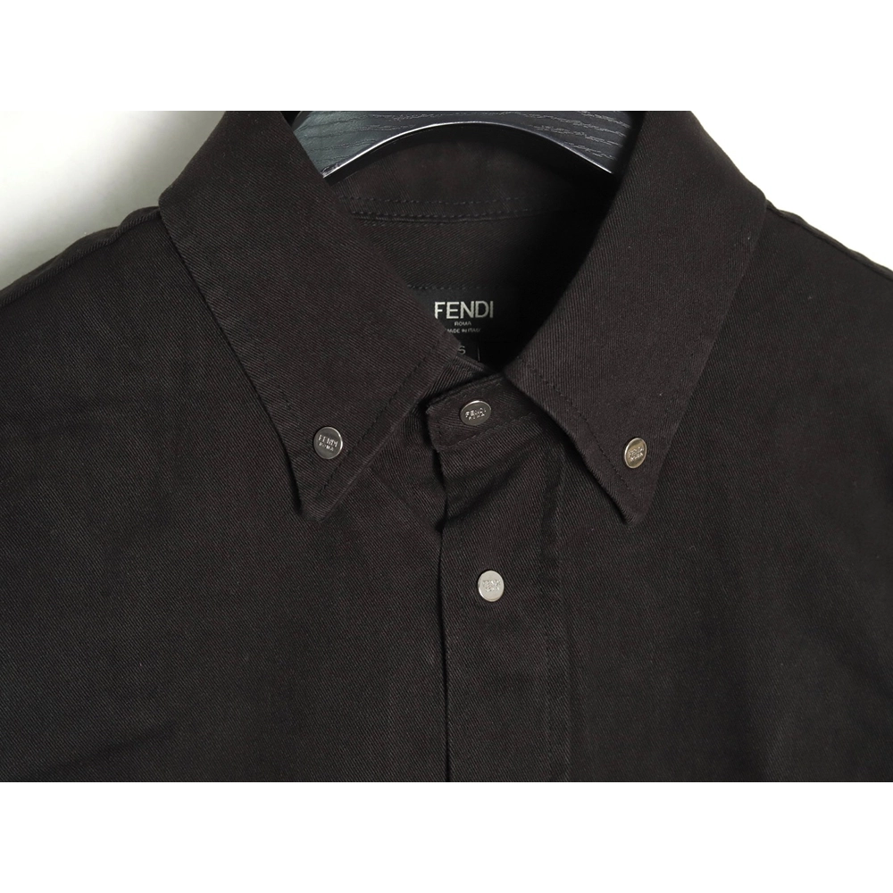 Fendi leather label patch long sleeve shirt,Fendi