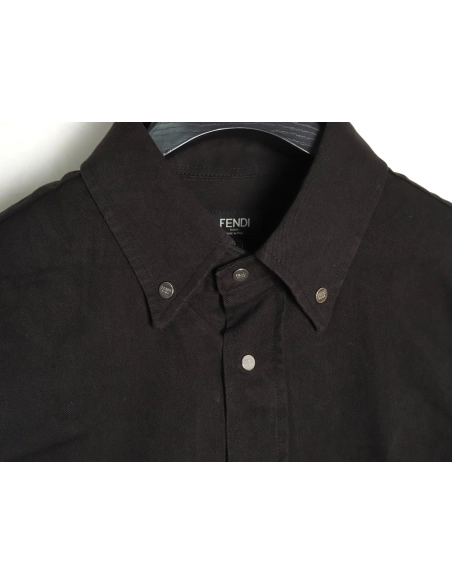 Fendi leather label patch long sleeve shirt,Fendi