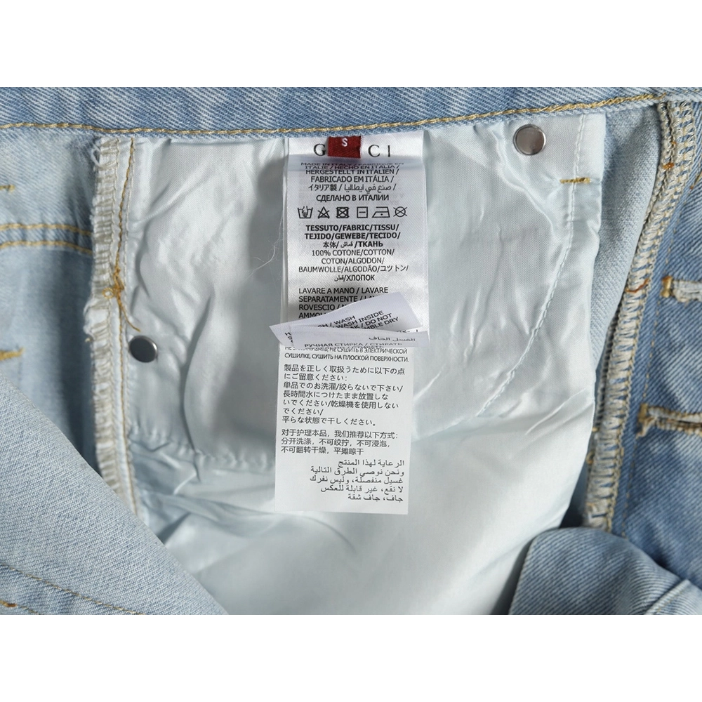 Gucci Double G print washed blue denim shorts,Gucci