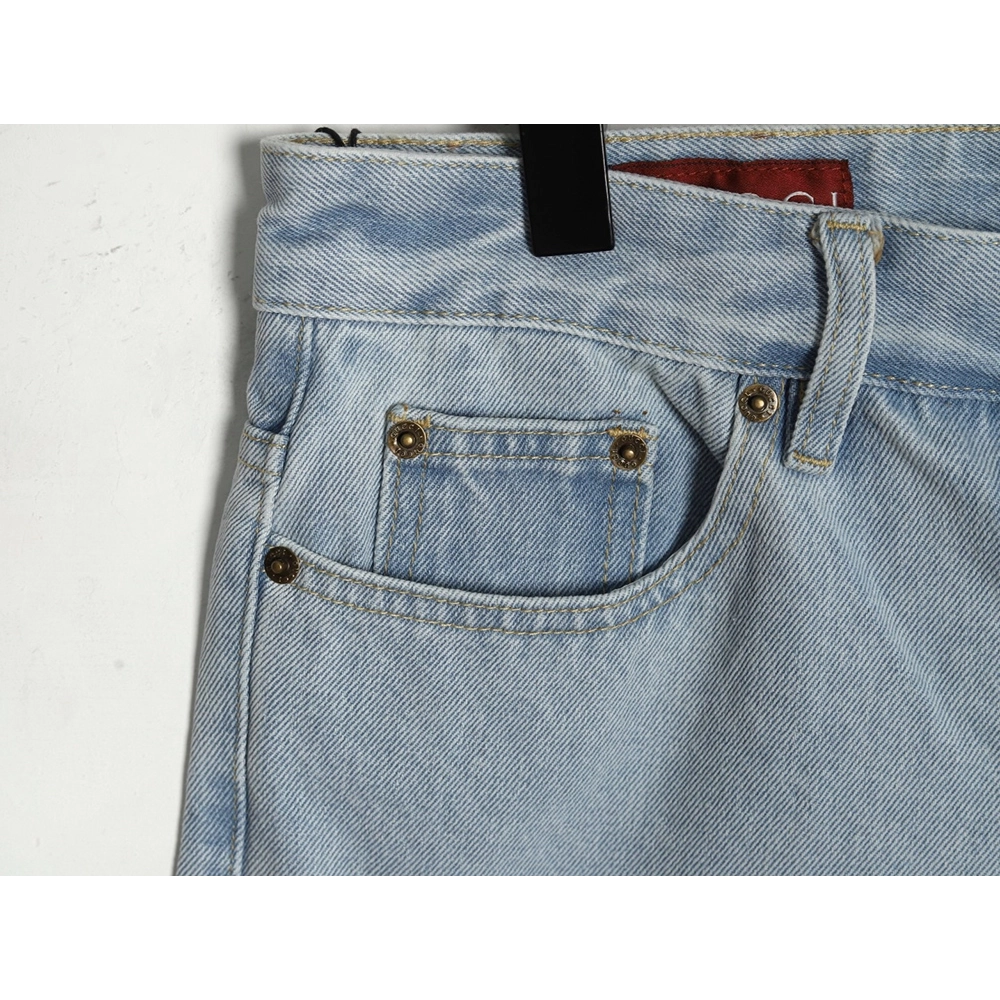 Gucci Double G print washed blue denim shorts,Gucci