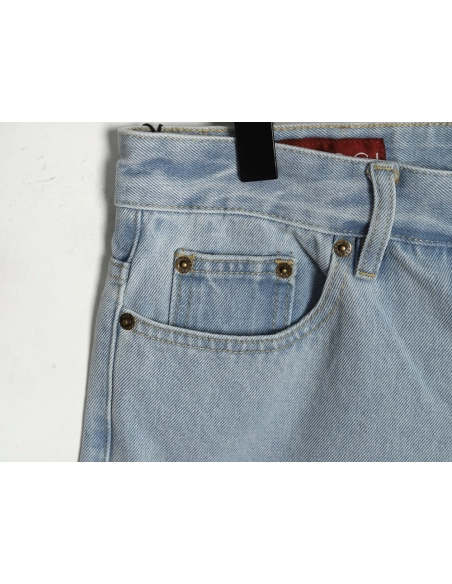 Gucci Double G print washed blue denim shorts,Gucci
