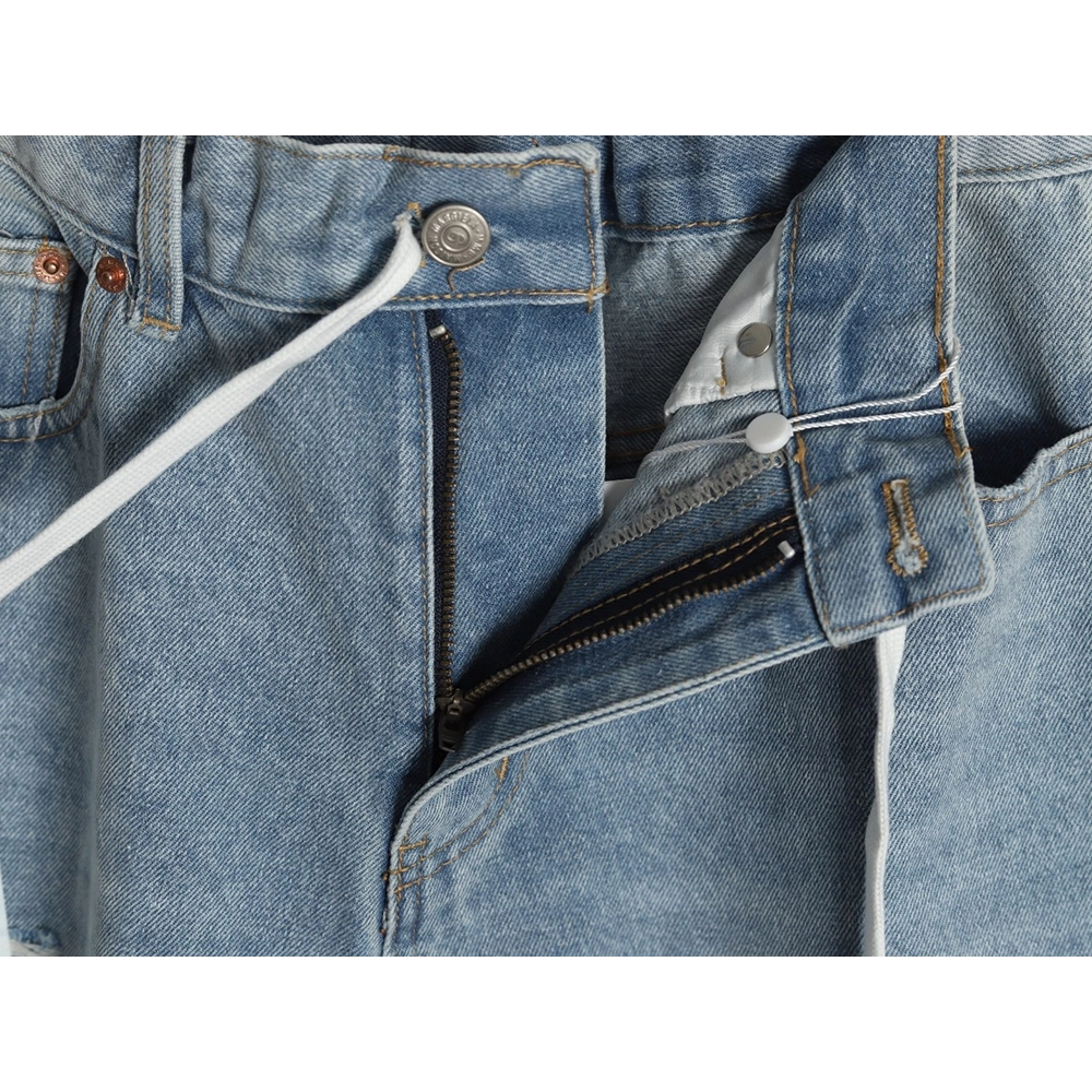 Maison Margiela masking paper white tape ripped five-point denim shorts,Maison Margiela