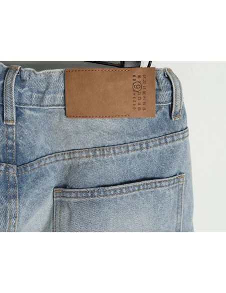 Maison Margiela masking paper white tape ripped five-point denim shorts,Maison Margiela