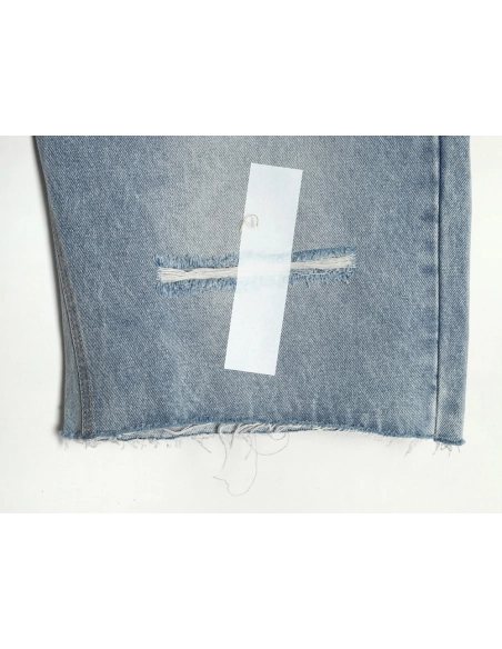 Maison Margiela masking paper white tape ripped five-point denim shorts,Maison Margiela