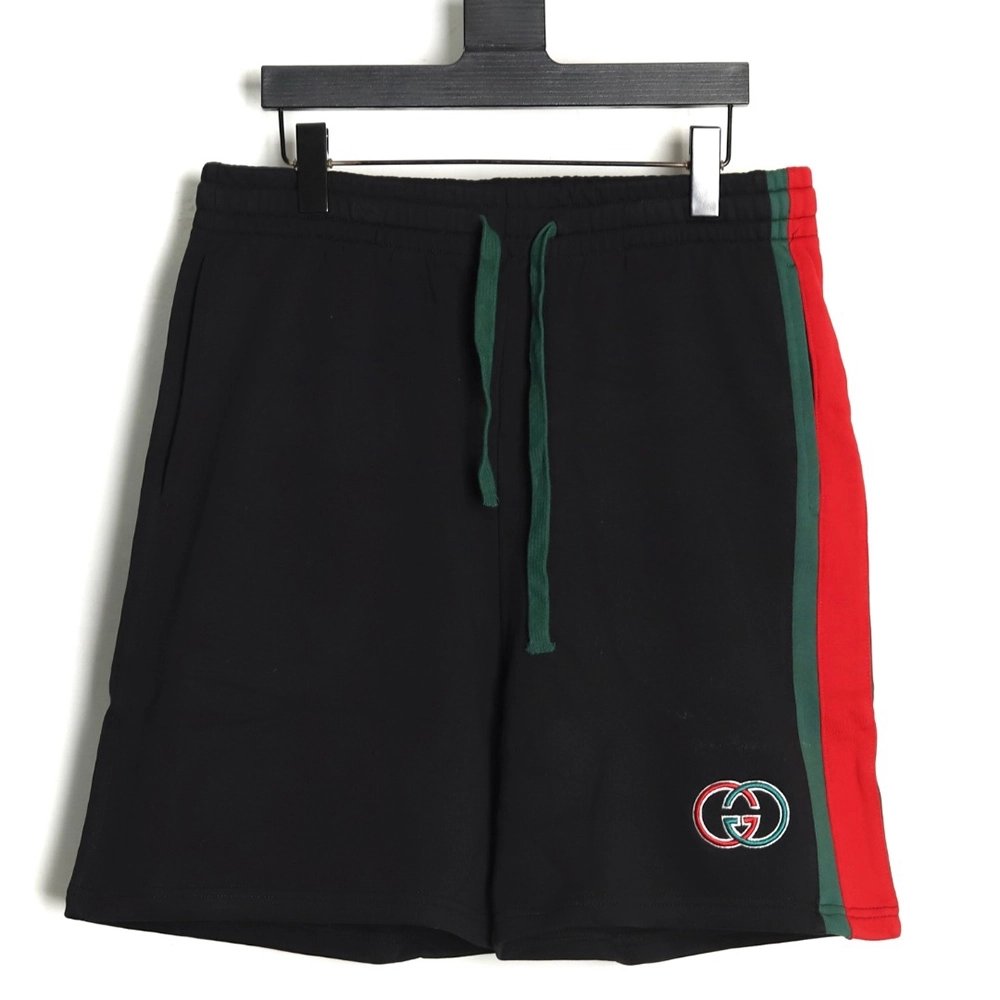 Gucci Side webbing double G embroidered lettering shorts,Gucci