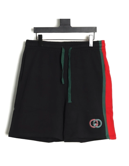 Gucci Side webbing double G embroidered lettering shorts,Gucci