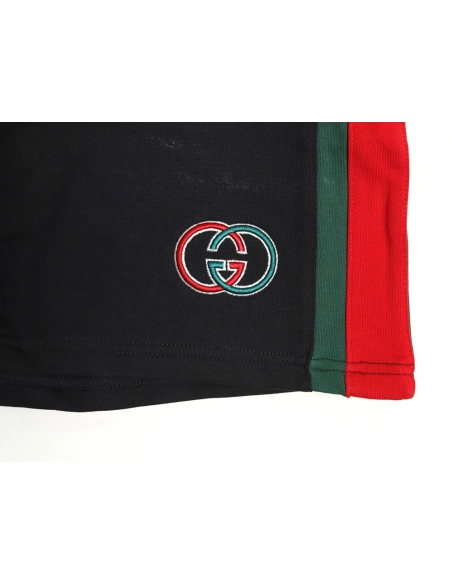 Gucci Side webbing double G embroidered lettering shorts,Gucci