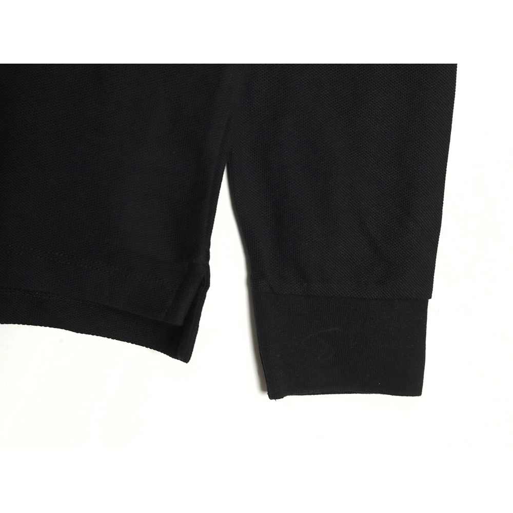 Burberry Check Lapel Long Sleeve Polo Shirt Black,Burberry