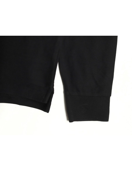 Burberry Check Lapel Long Sleeve Polo Shirt Black,Burberry