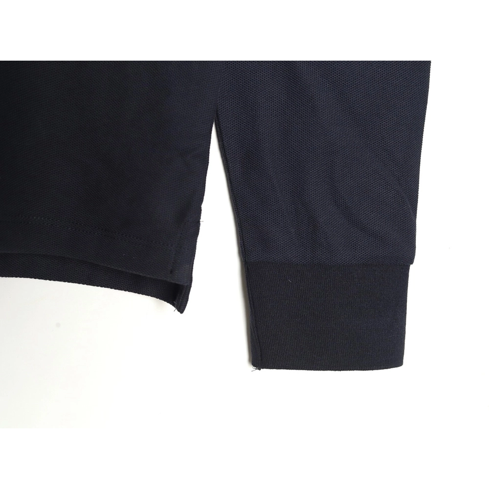 Burberry Check Lapel Long Sleeve Polo Shirt Navy,Burberry