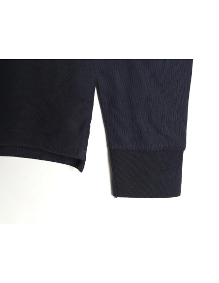 Burberry Check Lapel Long Sleeve Polo Shirt Navy,Burberry