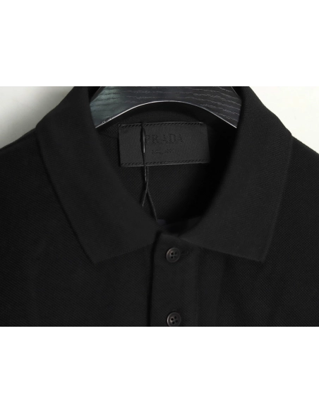 Prada chest triangle logo double bars short sleeve polo shirt TSK3,Prada