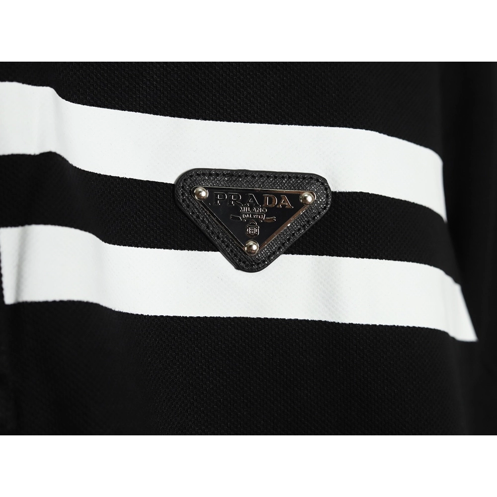 Prada chest triangle logo double bars short sleeve polo shirt TSK3,Prada