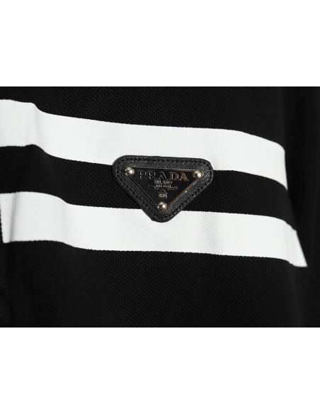 Prada chest triangle logo double bars short sleeve polo shirt TSK3,Prada